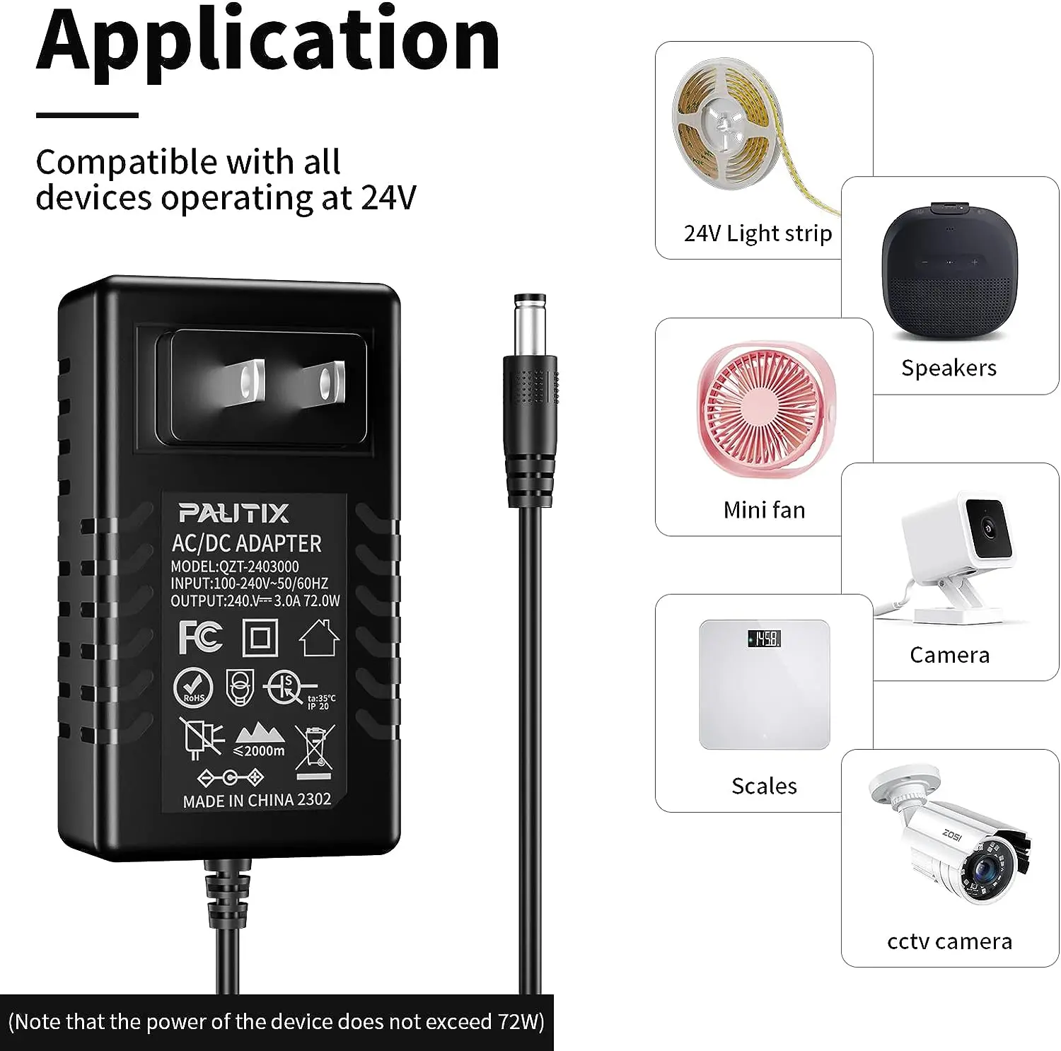 PAUTIX DC 24V 2A 3A 5A zasilacz EU US UK transformator ładowarka AC 220V do 24V DC zasilacz kamera telewizji przemysłowej LED Strip Driver