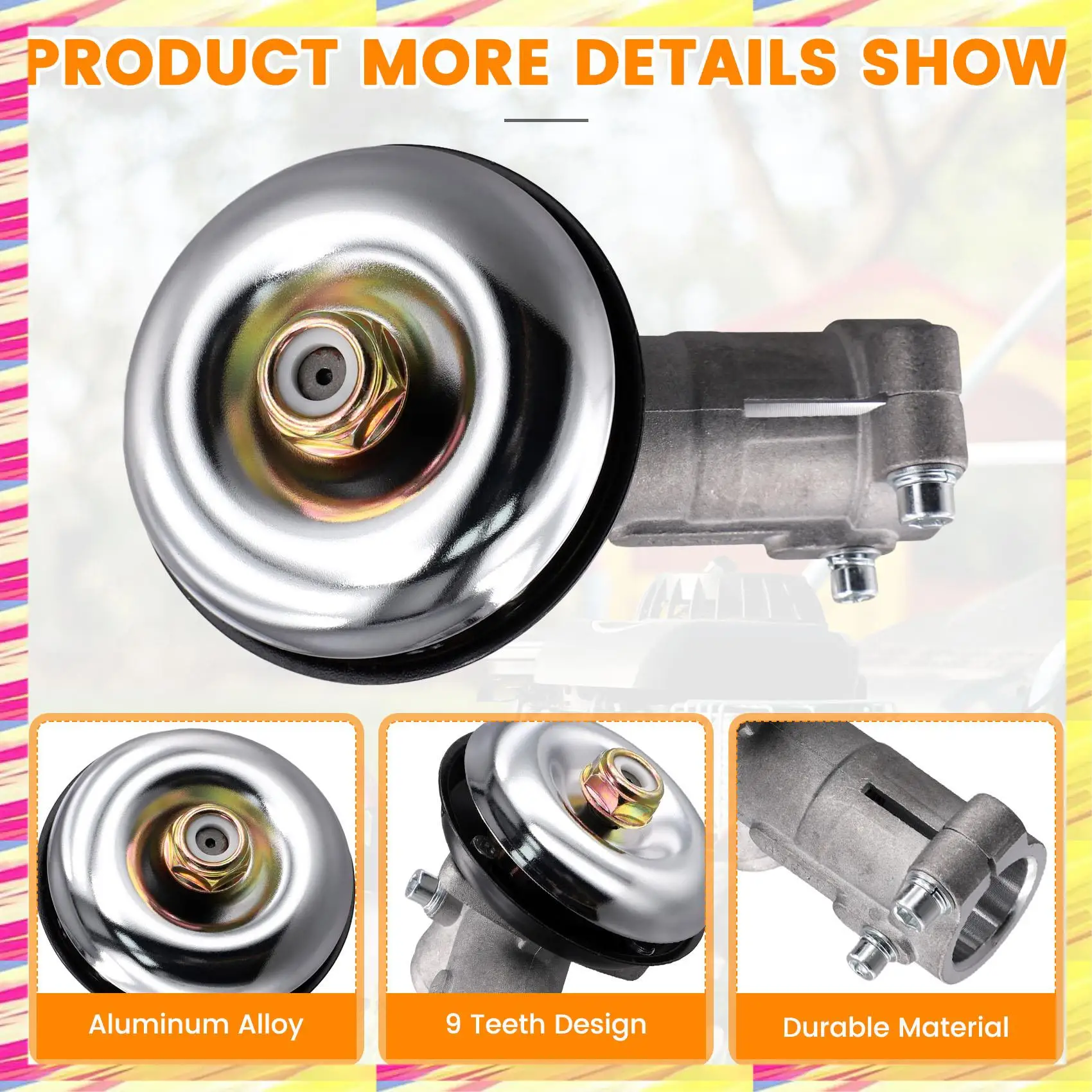 

ABJJ 9Teeth Trimmer Gearbox Gearhead Brushcutter Grass Trimmer Replace Gear Head Lawn Mower Parts Gardening Tool