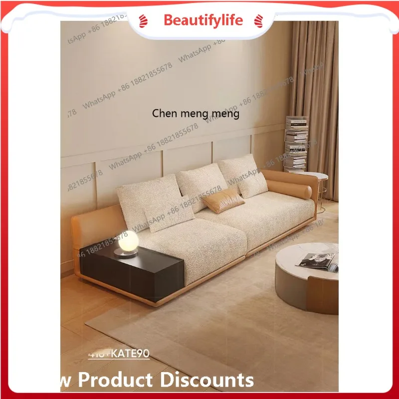 

A38 итальянский минималистичный кожаный комбинированный диван ваби песчаный ветер вилла большая гостиная с плоским полом, угловой диван принцессы