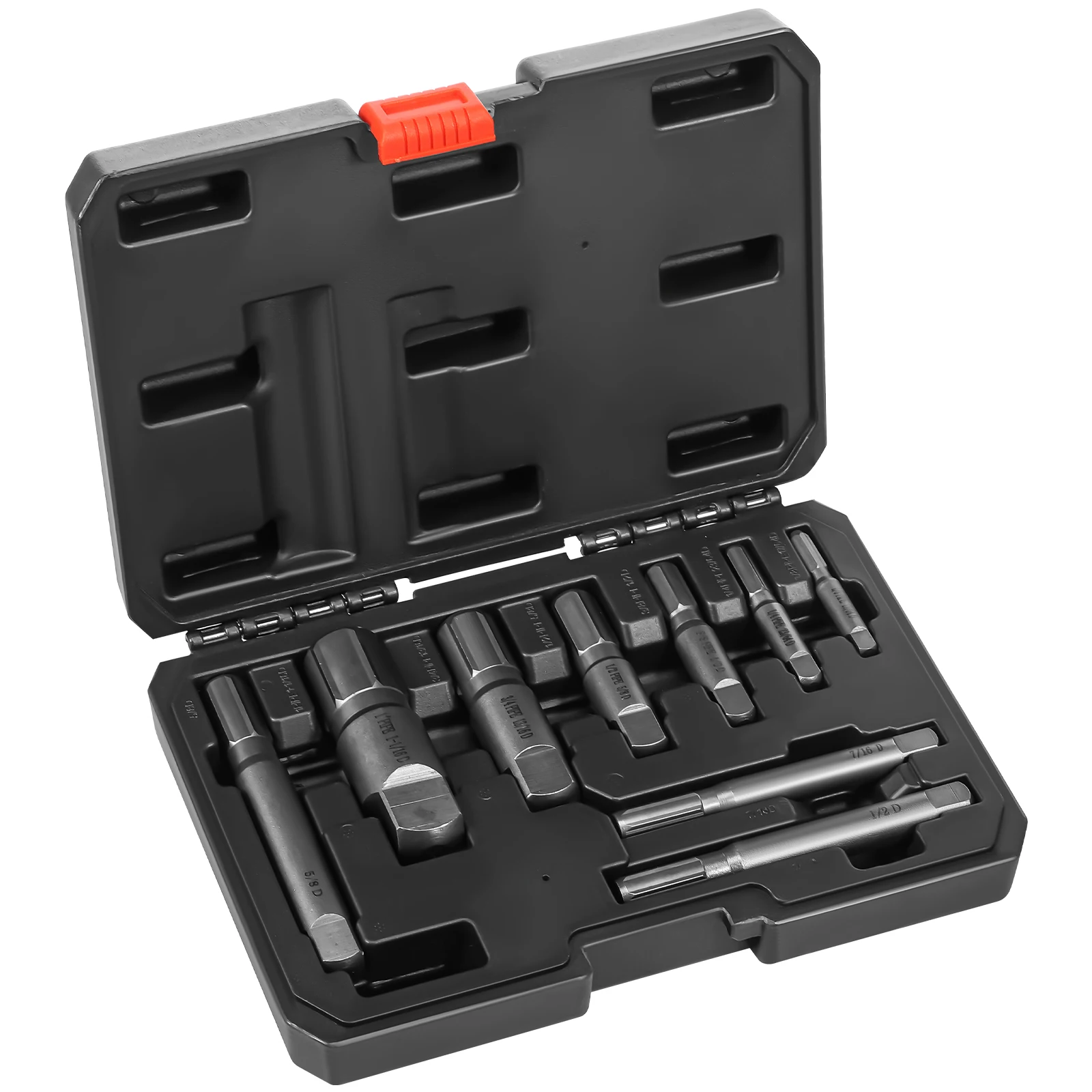 

9 Pcs Heavy Duty Pipe Extractor Set with Sturdy Storage Case for Removing Damaged Threaded Pipes and Fittings from 1/8" to 1"