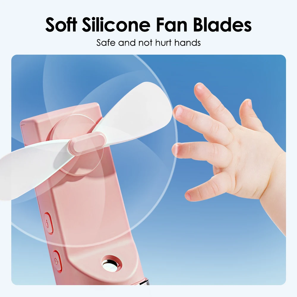 2 في 1 مروحة محمولة مرطبة USB شحن مروحة محمولة مروحة رذاذ الماء جهاز بخار الوجه مروحة تبريد تكييف الهواء #6