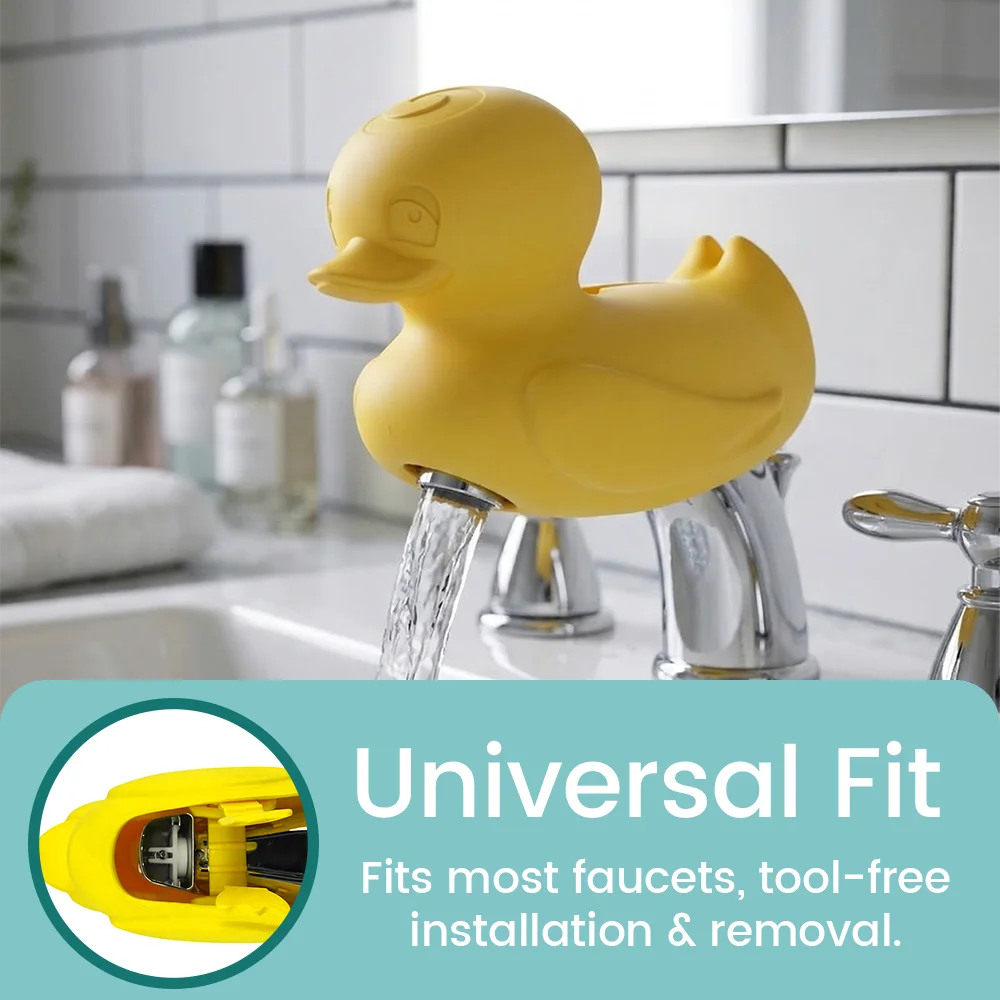 Baby Bath Duck Faucet Cover Soft Silicone Anti-bump Tap Protector, Easy Install Universal Spout Guard Safety Bath Accessory for