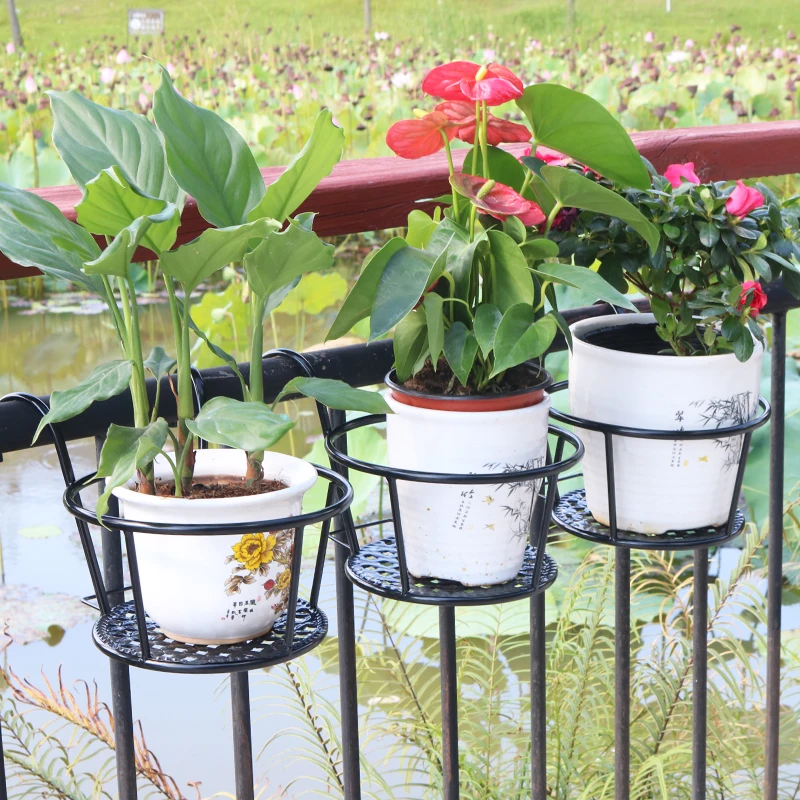 Small Iron Flower Rack Balcony Storage Railing Hanging Flower Pot Bracket