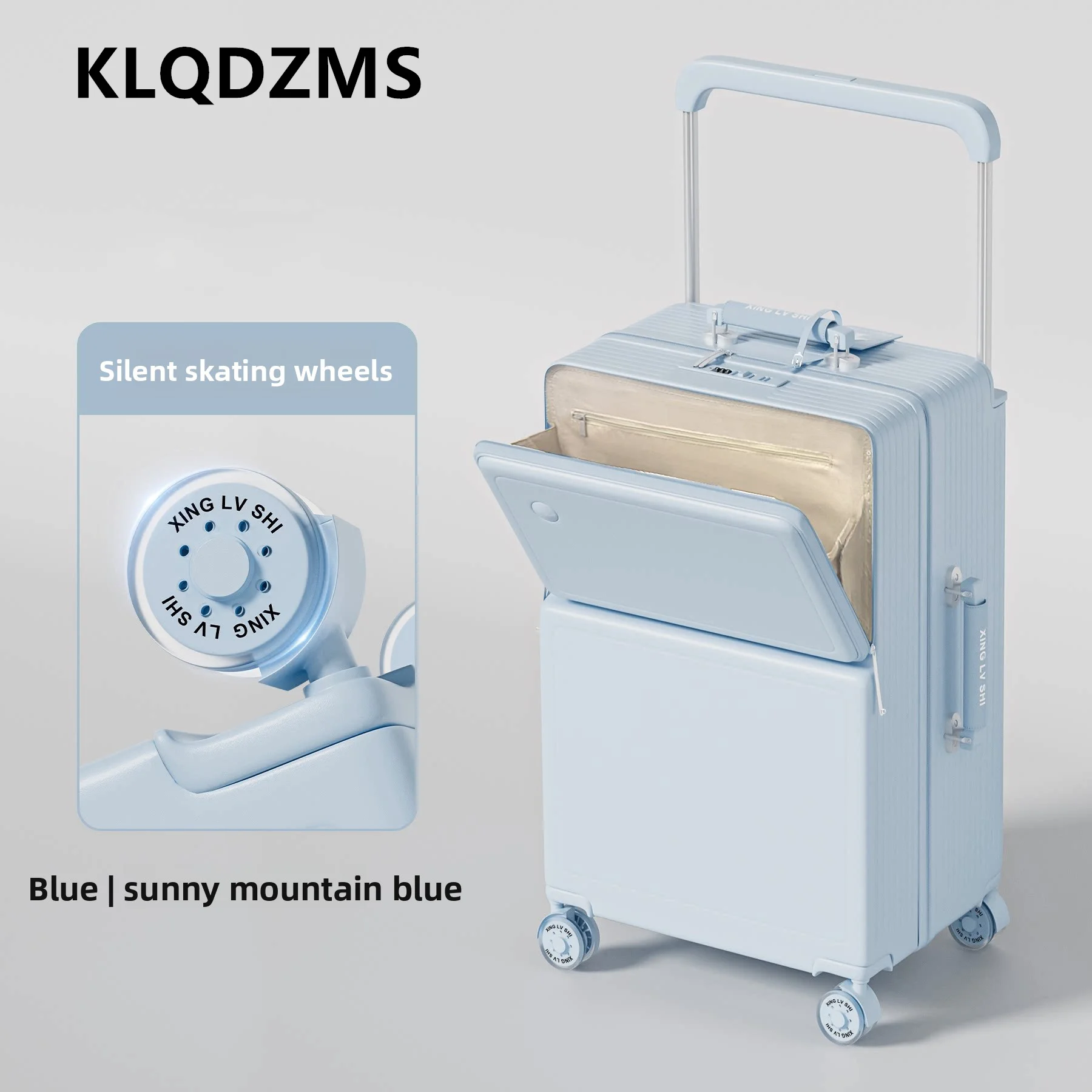 

Чемодан KLQDZMS с новой передней застежкой для ноутбука, прочный и долговечный чемодан-тележка, 20, 24, 26, 28 дюймов, большой вместимости