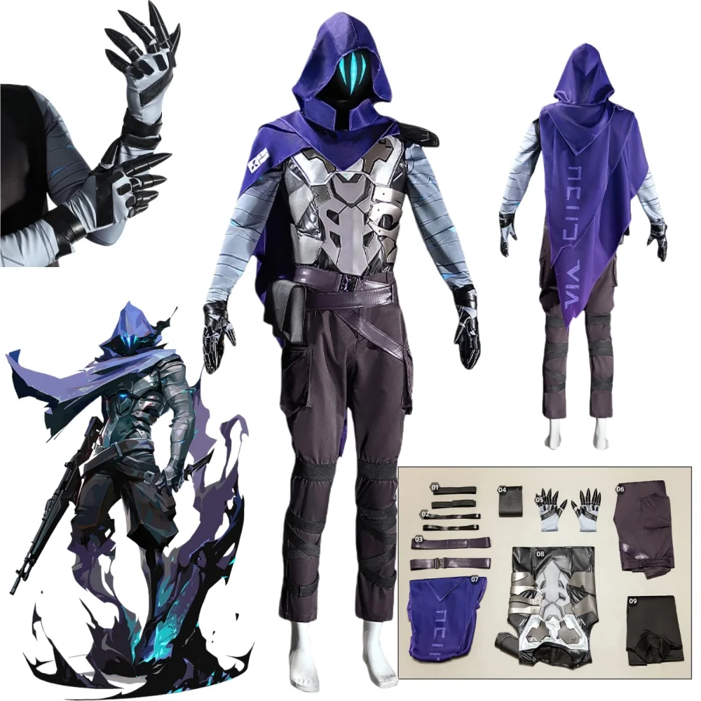 Valorant Omen Cosplay-Kostüm Karnevals-Outfit Omen Herren Damen Faschings-Party-Anzug