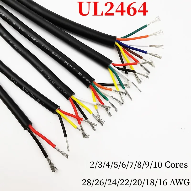 1M UL2464 Sheathed Wire Cable 28 26 24 22 20 18 16AWG Copper Signal Cable 2 3 4 5 6 7 8 9 10 Cores Electronic Audio Wire