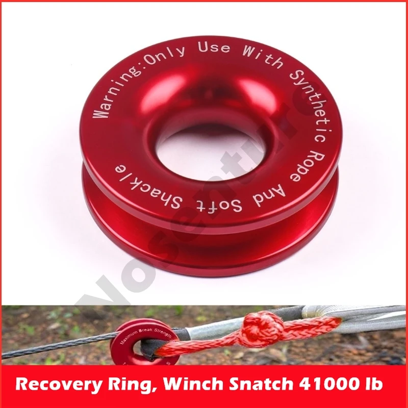 

Winch Snatch Recovery Ring+Winch Stopper Red Compatible with ATV UTV Truck Off-Road Vehicle Rope Shackle 38,000lbs Trailer Strap