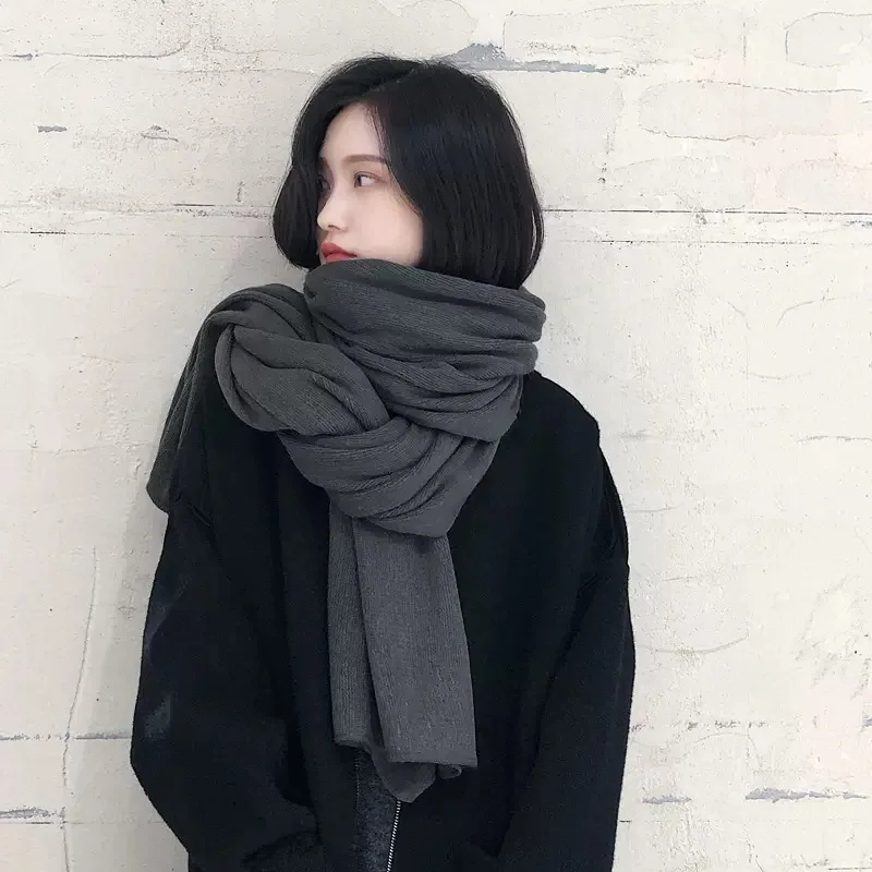 

Fashion women scarf thin shawls Solid Color Women Scarf Winter Tassels Long Cashmere Like Hijabs Scarves Wraps E945