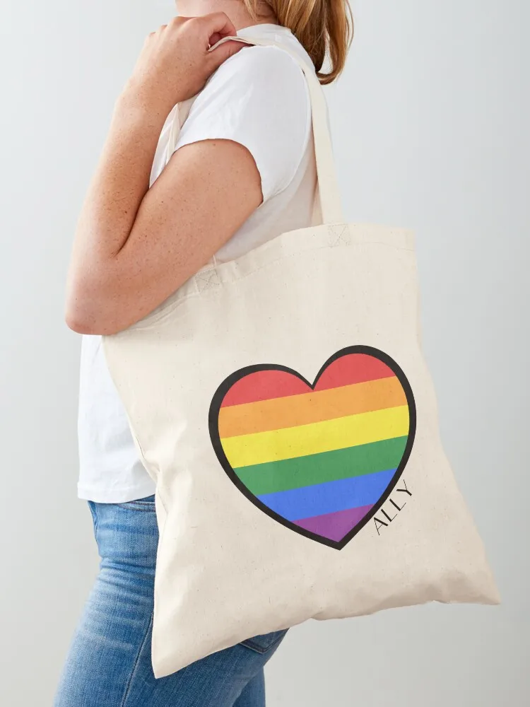 Pride RAINBOW HEART Ally Tote Bag university shopper bag tote bag tote bags cloth bags