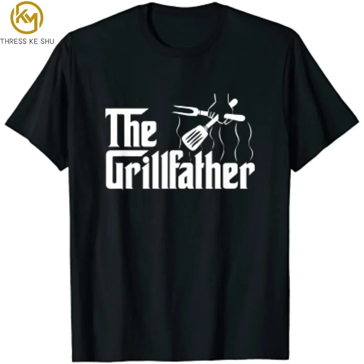 The Grillfather BBQ Grill Smoker | Barbecue Chef Men T-Shirt Cotton Daily Four Seasons Casual Tees Harajuku Graphic T Shirts