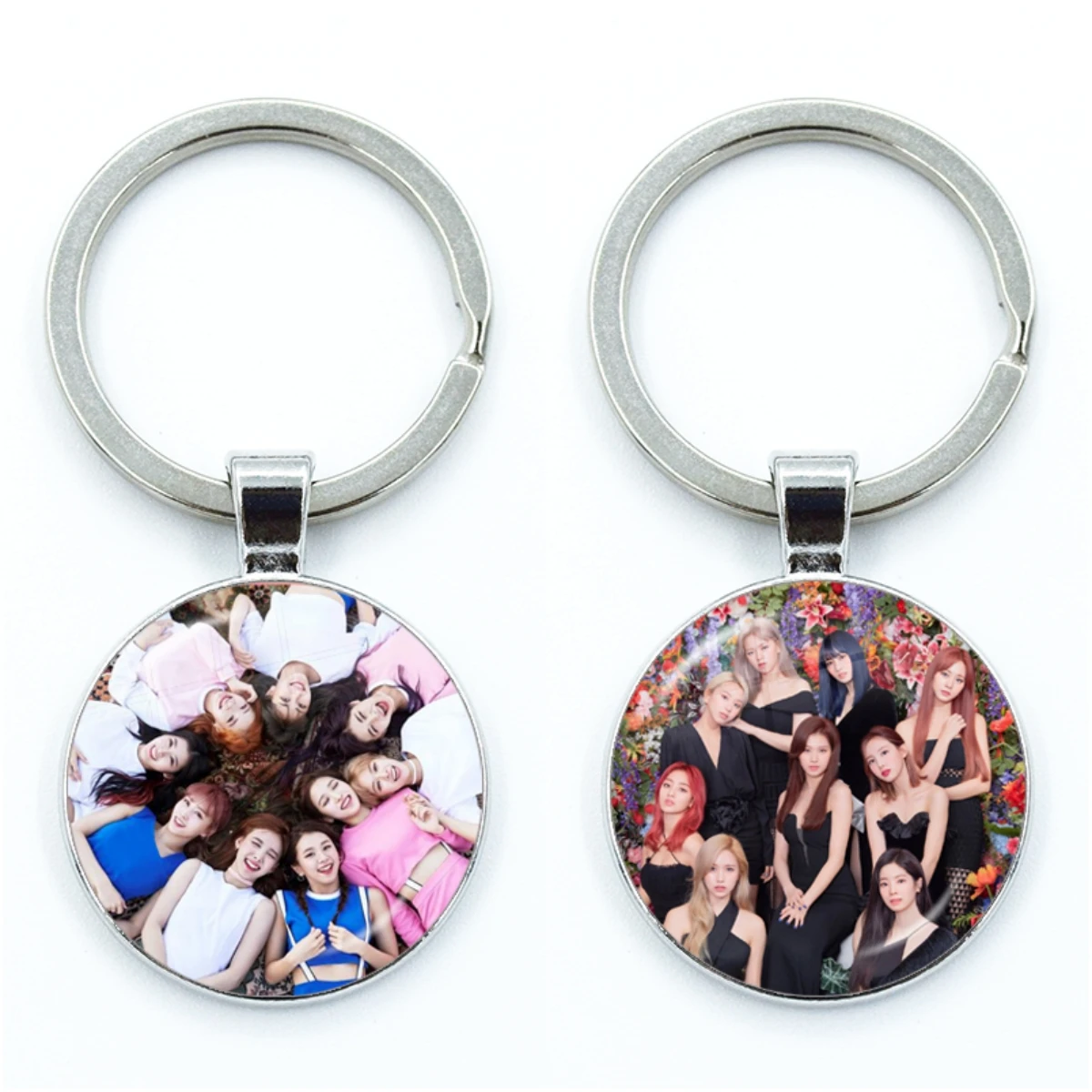 TWICE Music Band Members Photo Keychain & Keyrings Album Round Shape Glass Cabochon Charms Key Pendant Gift