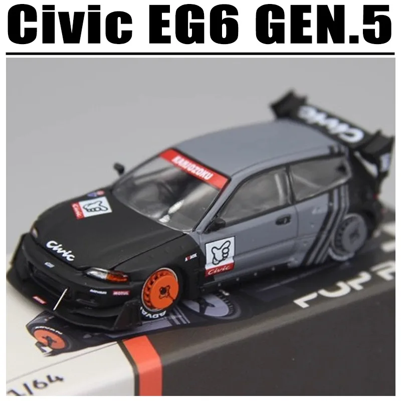 POPRACE 1/64 시빅 EG6 5세대 합금 장난감 자동차 다이캐스트 금속 모델 선물
