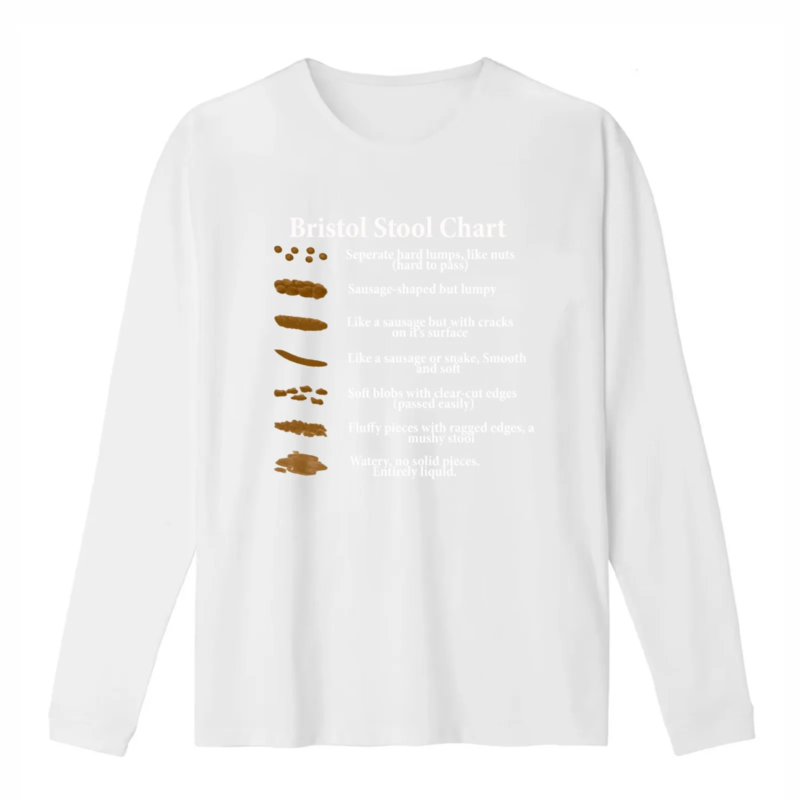 Bristol Stool Chart in White Writing Black Background T-Shirt Summer Casual Cotton Tee Oversized Streetwear Tops 100% Cotton