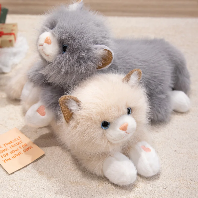 

Cuddly Lifelike Ragdoll Cat Plush Toys Fluffy Cozy Lying Prone Pet Cat Doll Warm Appease Kitten Doll Kawaii Home Decor