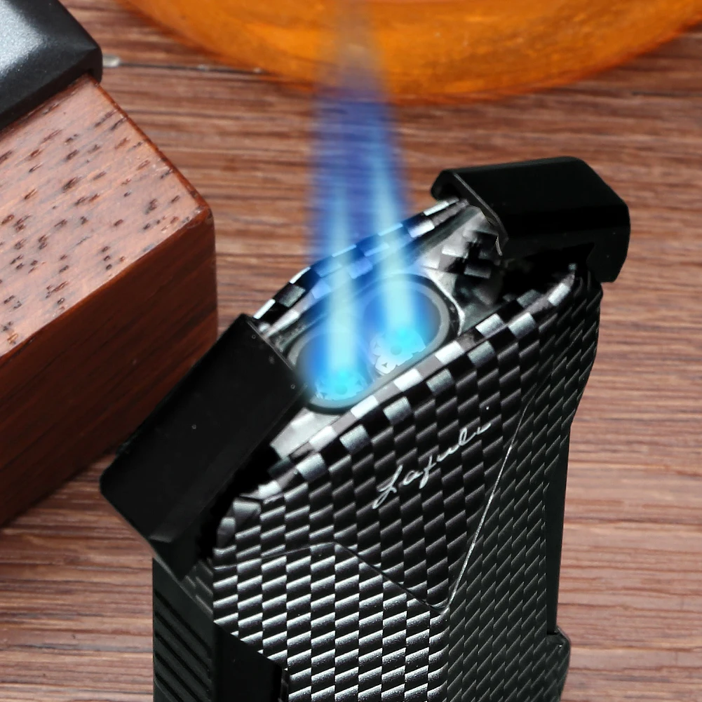 

Carbon Fiber Painting Cigar Lighter Metal Butane Gas Torch Lighters Luxury Blue Fire Jet Lighter For Cigar Smoking