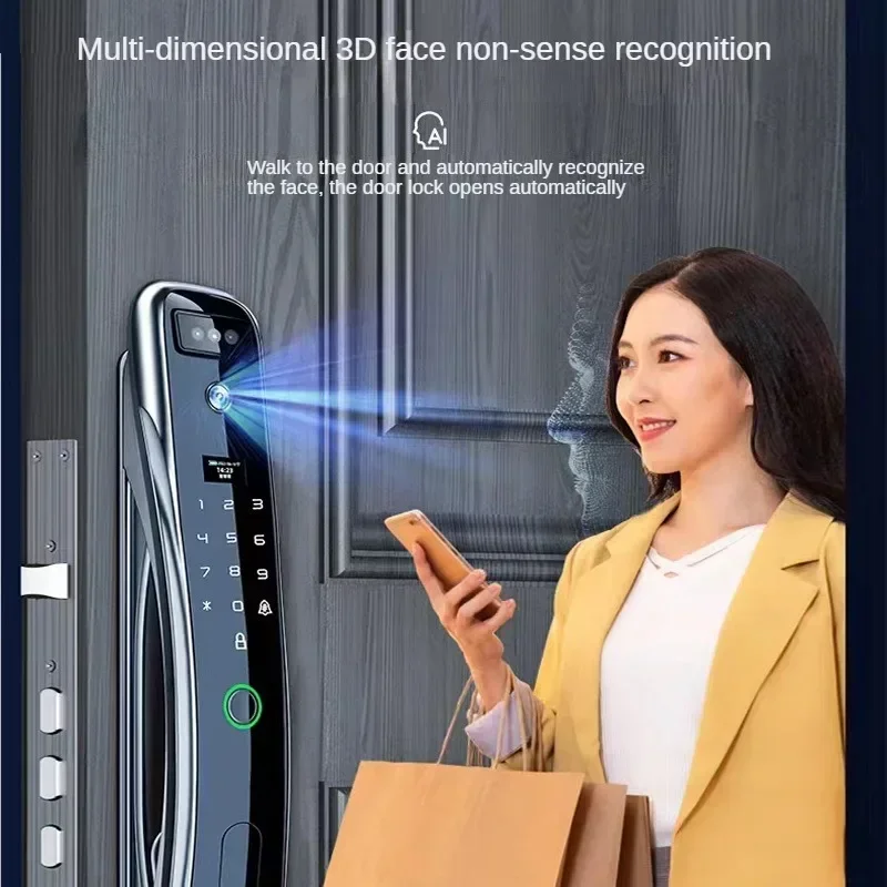 Advanced biometric lock with facial recognition and fingerprint technology, Intelligent electronic lock with visual passcode