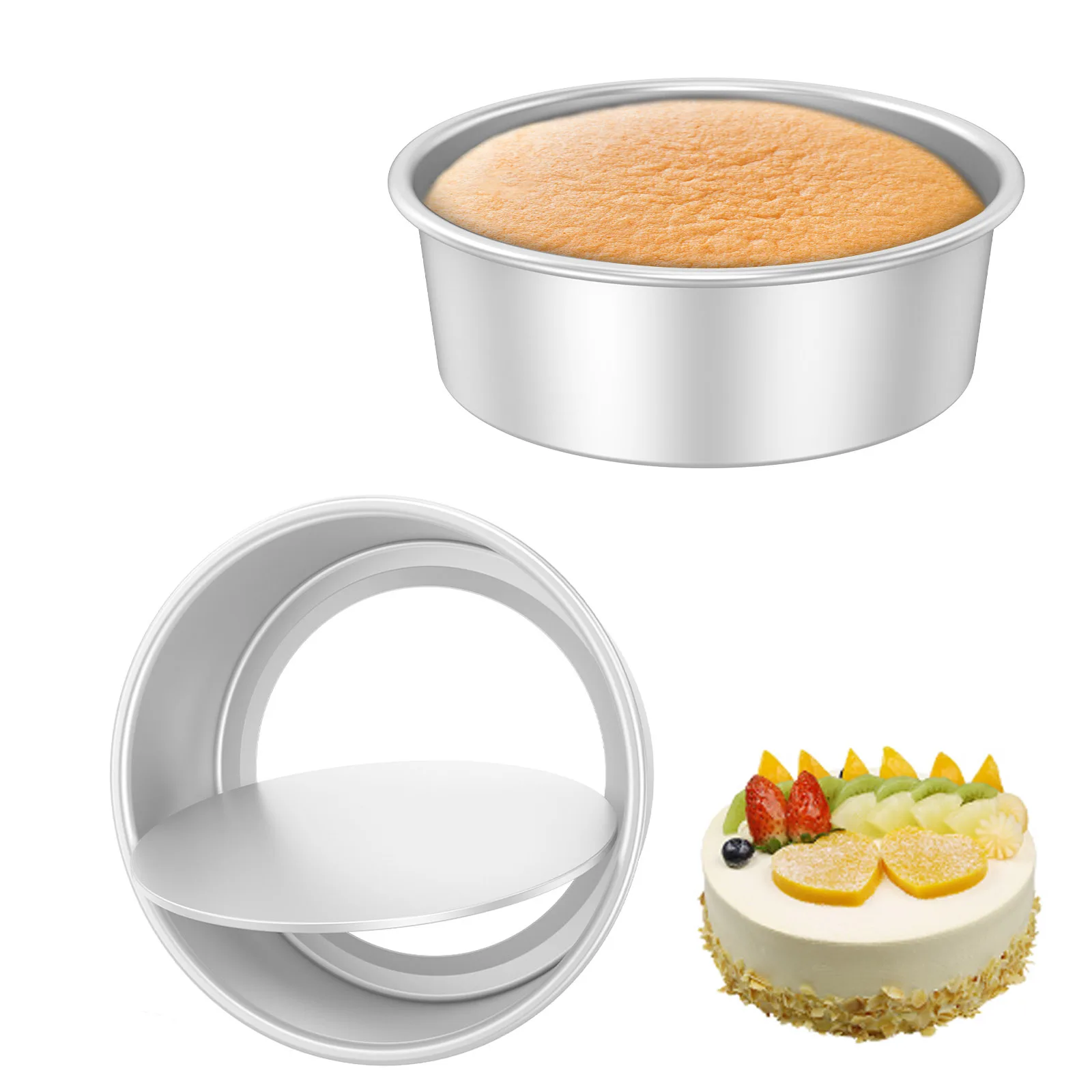 

3/6 шт., набор форм для торта из алюминиевого сплава, 4/6/9 дюймов, круглая форма для торта, съемная основа, легко снимаемая форма для торта, формы для выпечки, можно мыть в посудомоечной машине