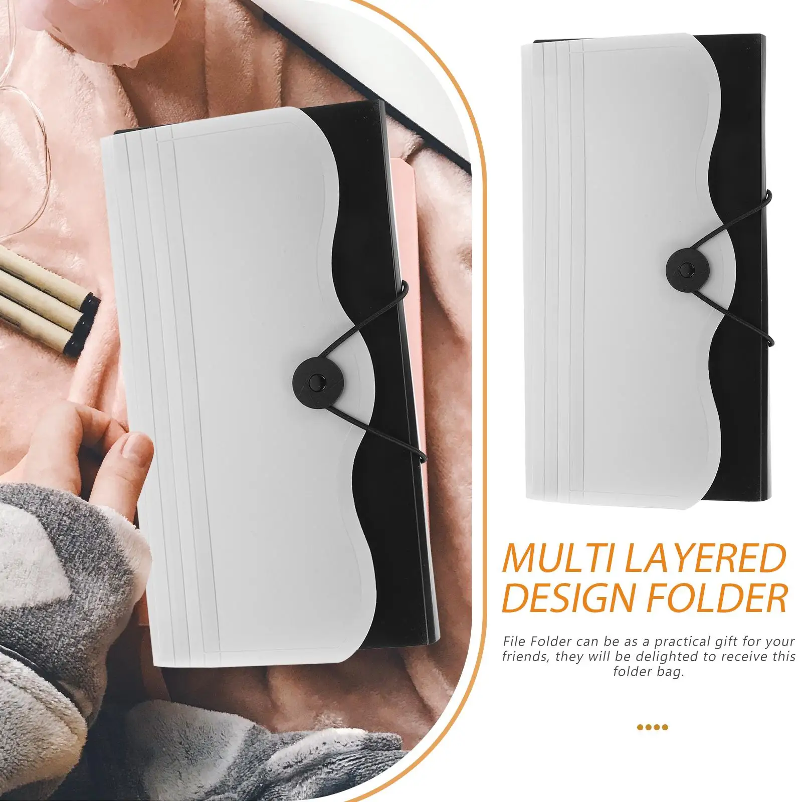 Expanding Receipt Organizer Bag Document Paper Silver Polyester Small Accordion File