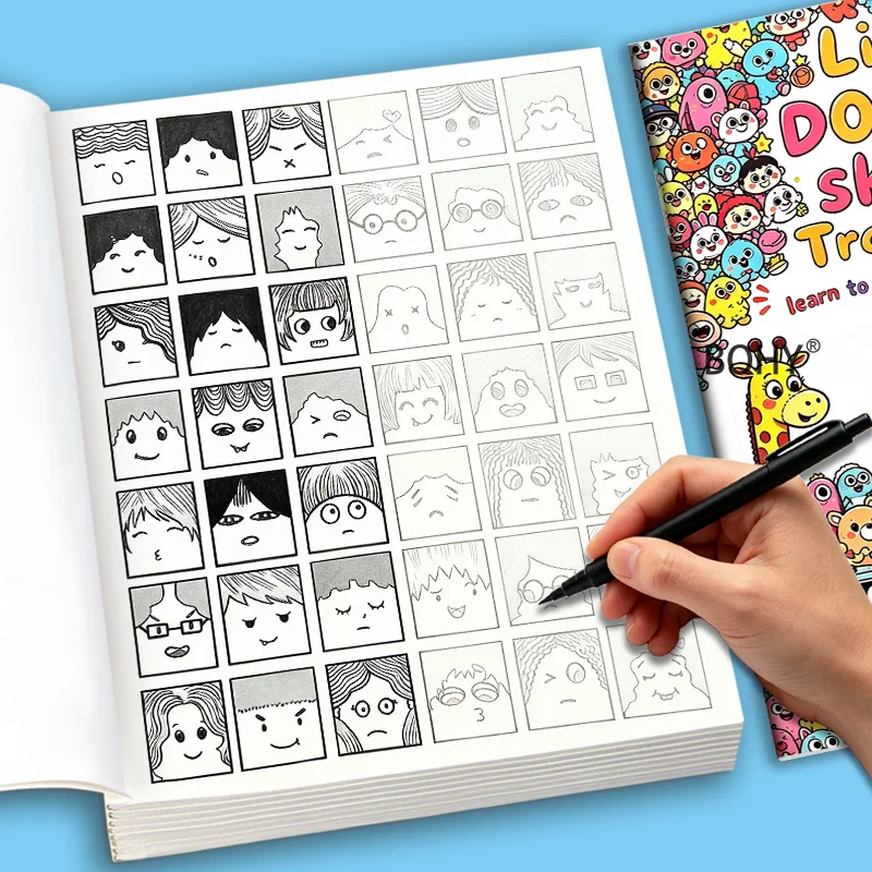 1 Hand Drawn Practice Coloring Book, Include Themes Like Funny Expressions/character Portraits/snack/fruits/vegetables, 32 Pages