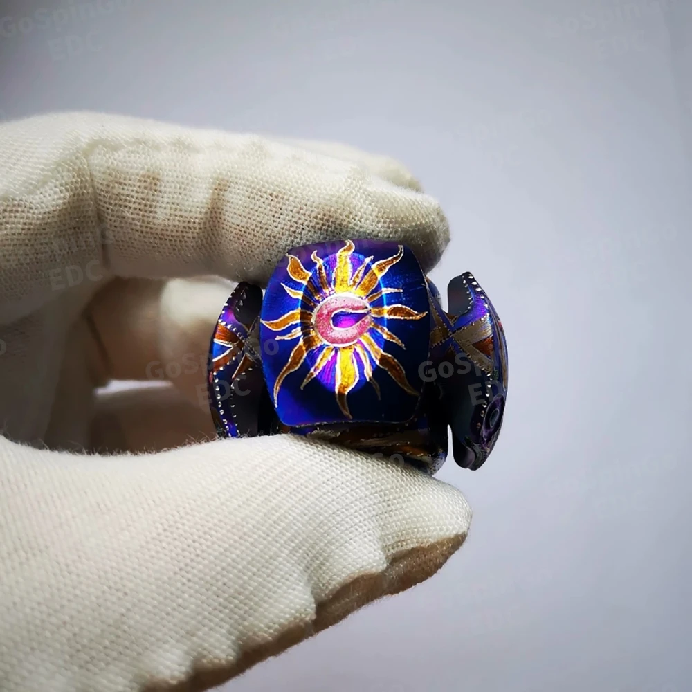 LAUTIE EDC Noiz Titanium Blue Fidget Spinner Noiz Series Luminous Handmade Carving Fidget Toys For Adults Anti-stress Toys