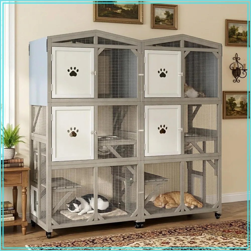 2-Pack Outdoor Cat Enclosure Window Catio for 2-4 Cats