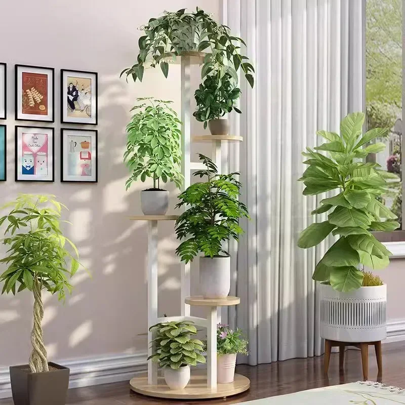 Nordic Luxe Plant Stand Buiten Slaapkamer Witte Bloemen Plant Achtergrond Raam Estante Para Planta Balkon Meubilair