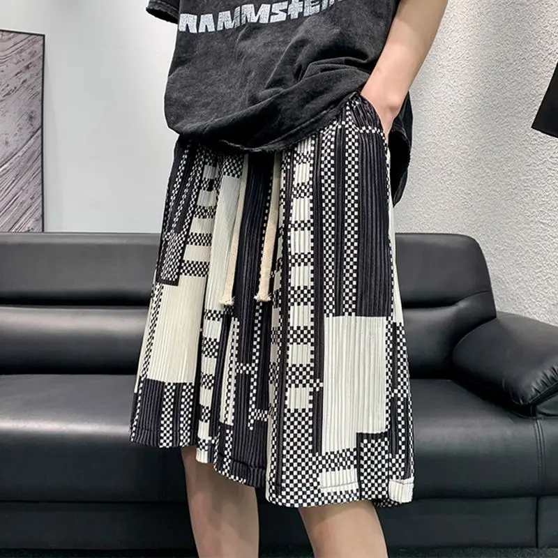 

Extra Large 300 Pou Ice Silk orts Men's Summer Trendy High Street Spor Pants Pleated Loose Fit Youthful Casual Wear