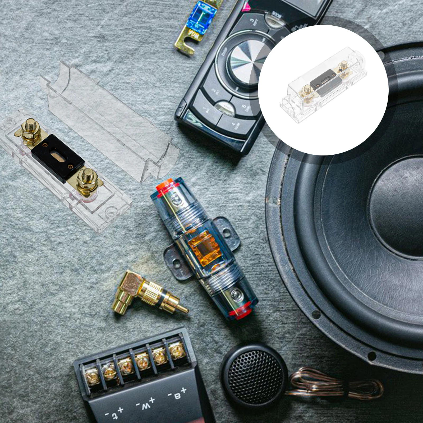 Suporte de fusível anl 300a, concha transparente para sistema de áudio e vídeo de carro, bloco de distribuição, peças internas do carro