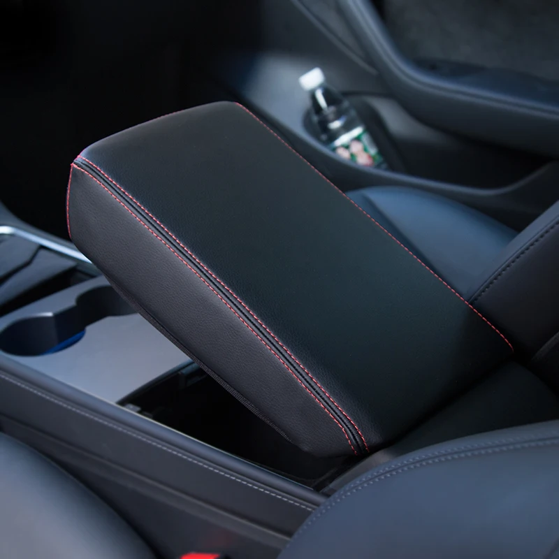 For Tesla Model 3 Central Control Armrest Leather Protective Cover Model Y Armrest Cushion Car Chair Armrest Cushion Cover