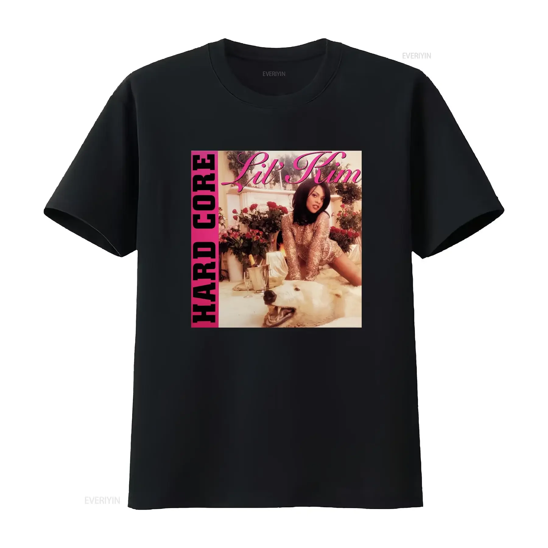 Lil Kim Hard Core Álbum Capa Camiseta Tour Retro L vintage Lavado moda Respirável Unissex Versátil Ligeiramente Macio Elegante