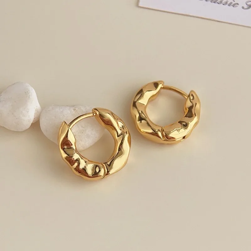 Круглые серьги-кольца из стерлингового серебра 925 пробы для женщин, винтажные массивные плиссированные универсальные круглые серьги, предотвращающие аллергию, ювелирные изделия, подарки