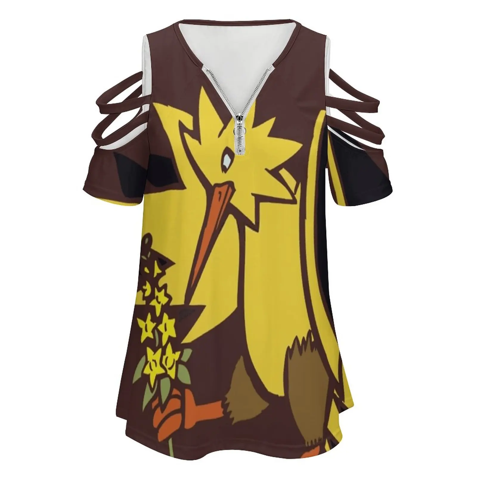 여성용 본능 지퍼 프린트 티셔츠, 다양한 스타일 상의, 풀 프린트, Rainytale Studio Rainytalestudio