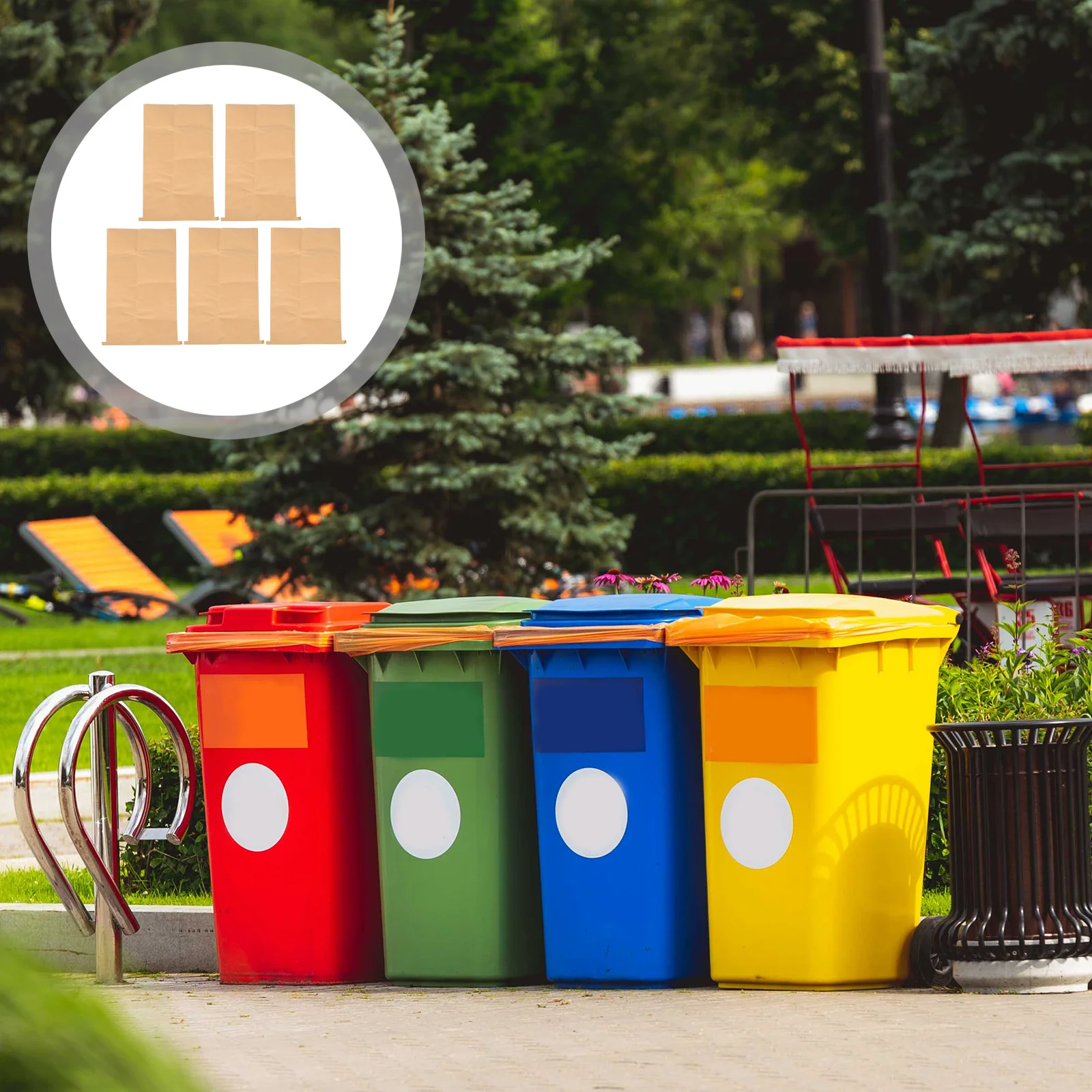 5pcs Waterproof Paper Bags Grass Organizer Heavy Duty Garden Waste Containers For Leaves Grass Soil Storage Trash Bag