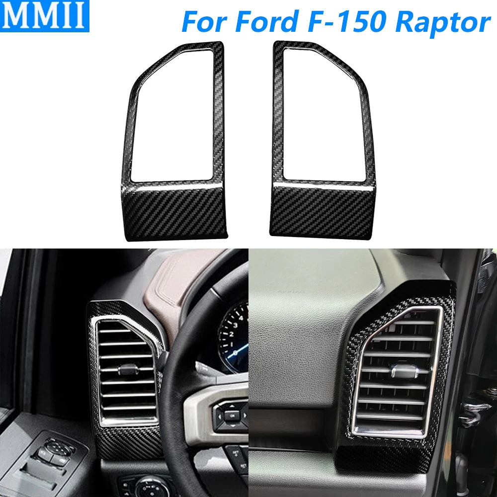 For Ford F-150 Raptor 2015-2020 Real Carbon Fiber Both Side Dashboard Air Outlet Vent Trim Cover Car Modification Accessories