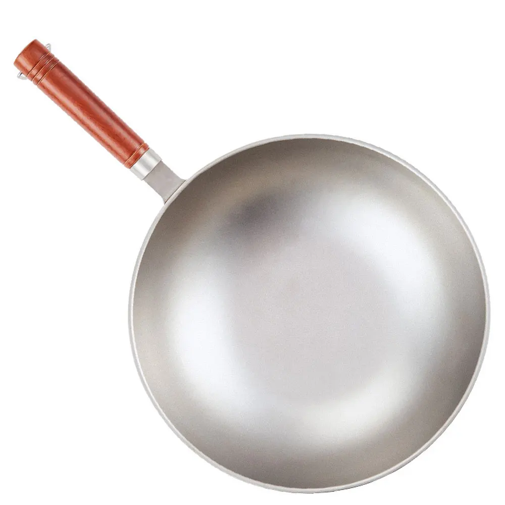 Titan-Braten-Wok, antihaftbeschichtete Pfanne, unbeschichteter Kochtopf, leichter Gasherd für den Haushalt, anwendbar, nicht rostig