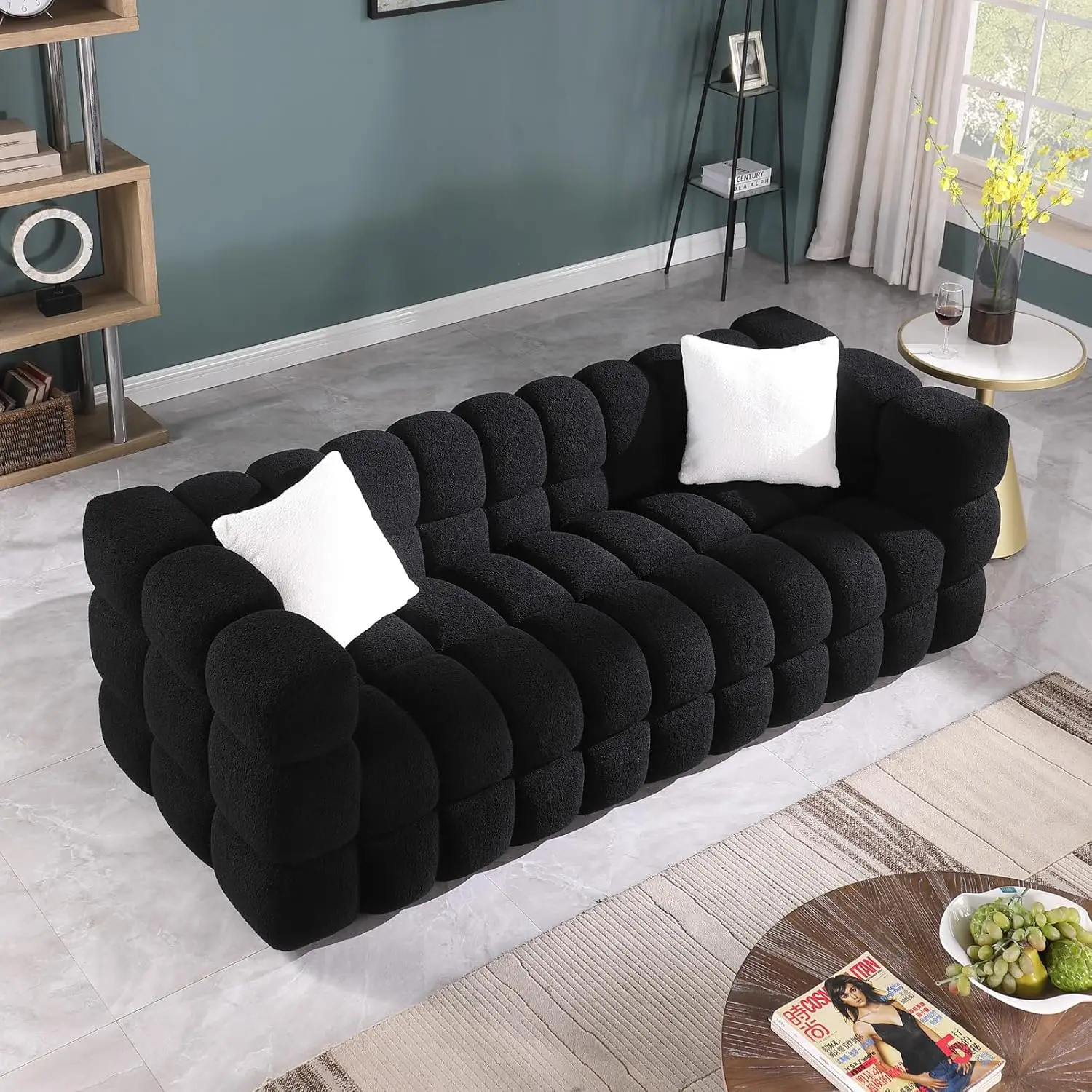 

Familymill 84'' Modern Boucle Sofa 3-Seater Upholstered Marshmallow Couch with Square Arms and Pillows for Living