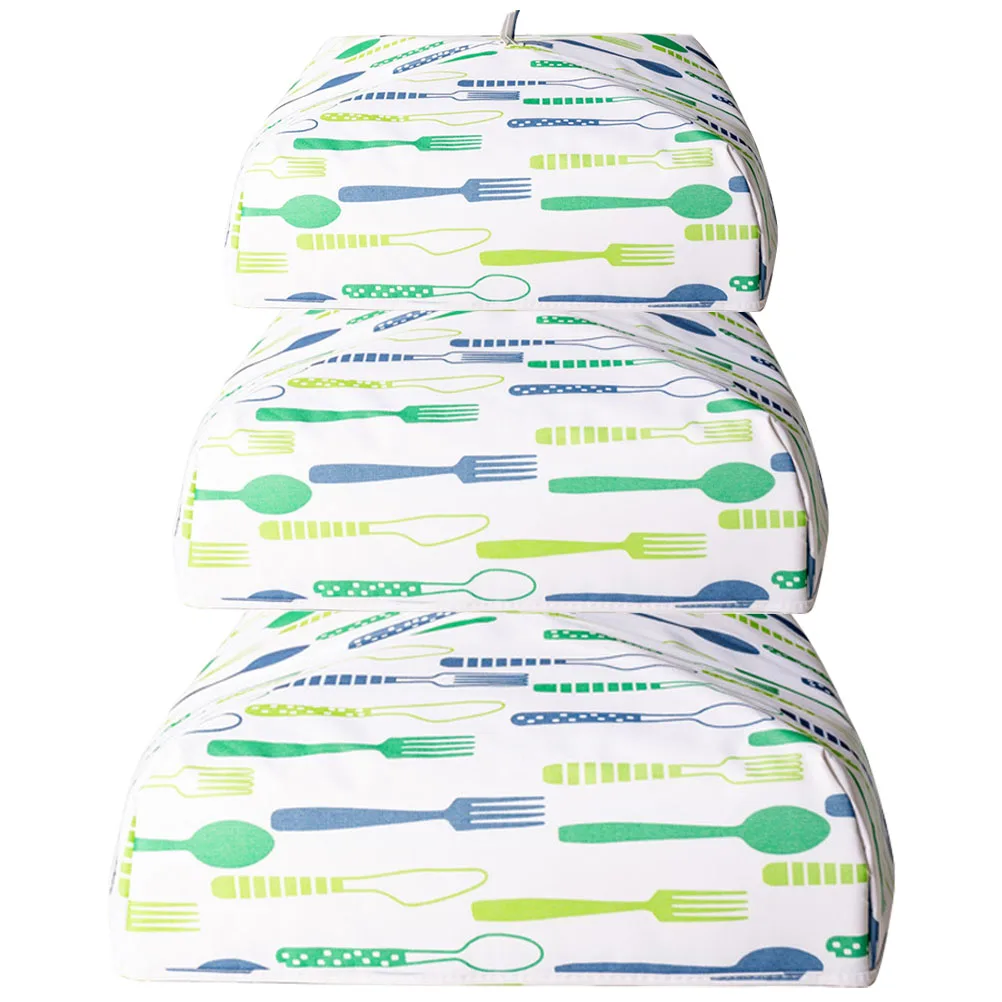 

3Pcs Insulated Food Covers Aluminum Foil Cloth Green Fork Small Large Extra Large Foldable Kitchen Cover Outdoor Travel