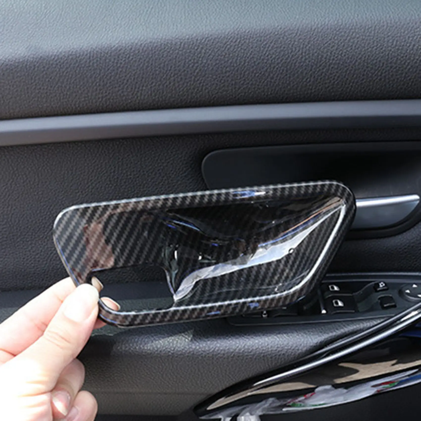 Carbon Fiber Look Car Door Handle Covers Trim for -BMW 3 4 Serises F30 F34 3GT Interior Auto Accessories