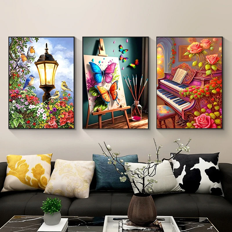 5D DIY Diamond Painting Scenery Animal Flower Castle Diamond Embroidery Painting Full Round Diamond Mosaic DIY Home Decor Gifts