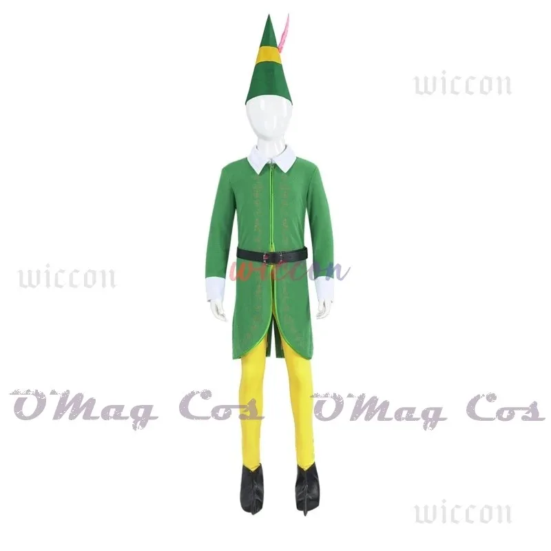 

COSda@ Elf Cosplay Coat Hat Pants Shoe Cover Belt Red Feather Christmas Costume Green SuitCOSda