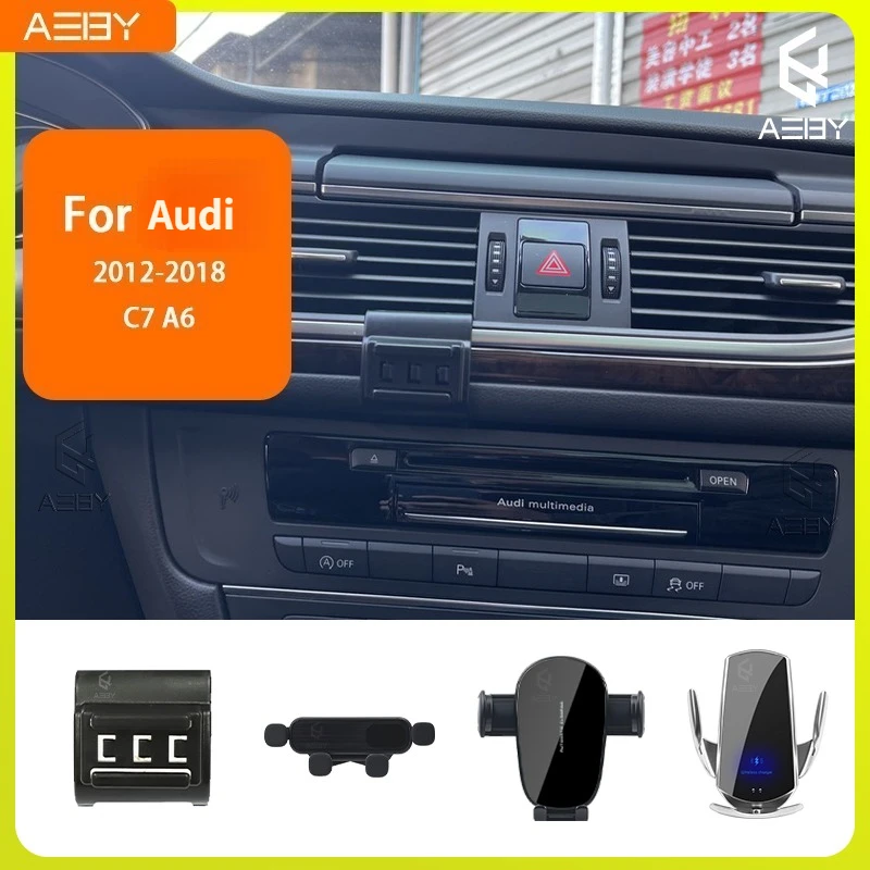 Für Audi A6 C7 2012-2018 Handyhalterung Auto-Mobiltelefon-Halterung Spezielle Fixierte Halterung Basis Kabellose Ladestation Innenraum