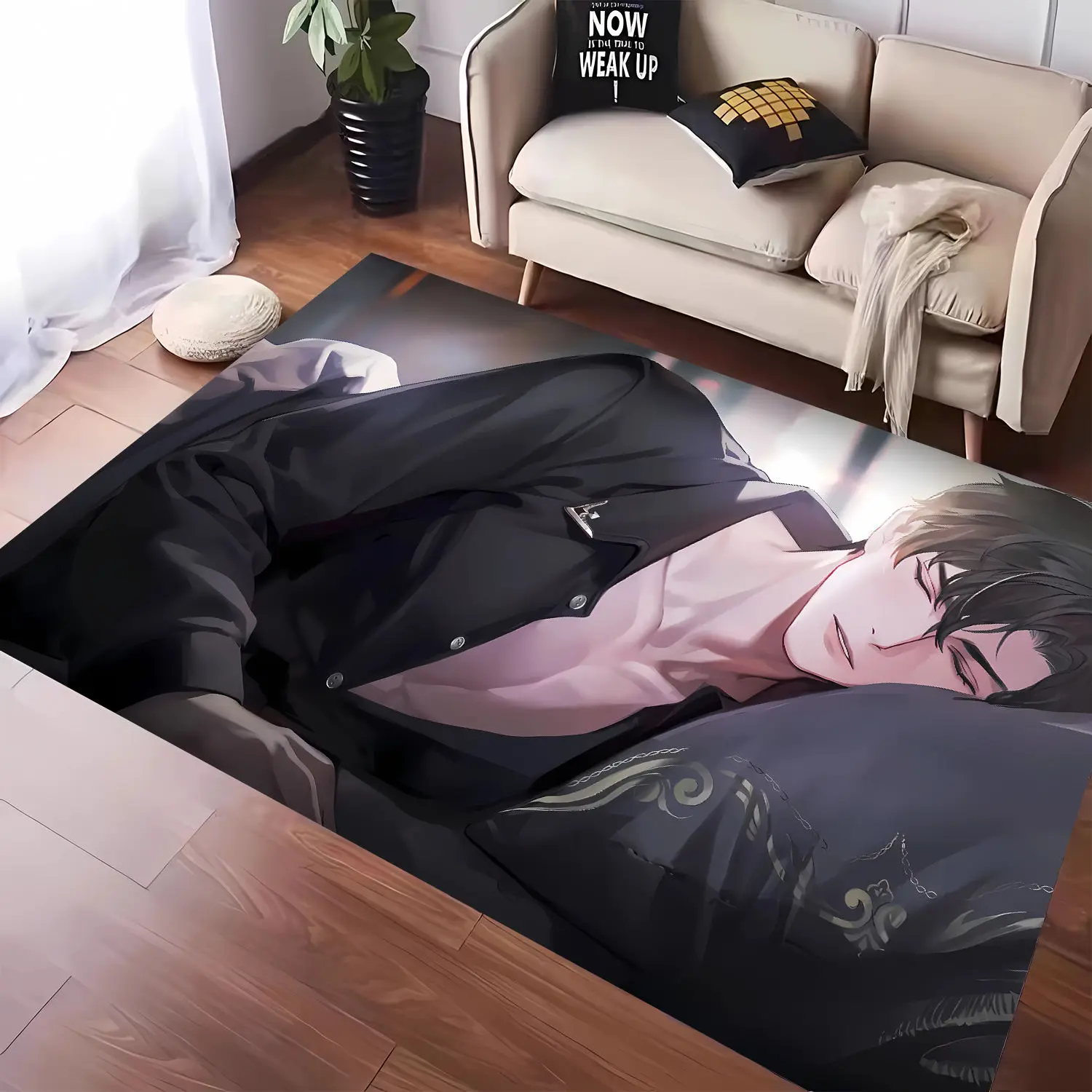 

1pc Carpet Handsome Anime Printed 3D Printed for Home Living Room Decor Non-slip Mat Surface Comfortable Carpet Birthday Gift