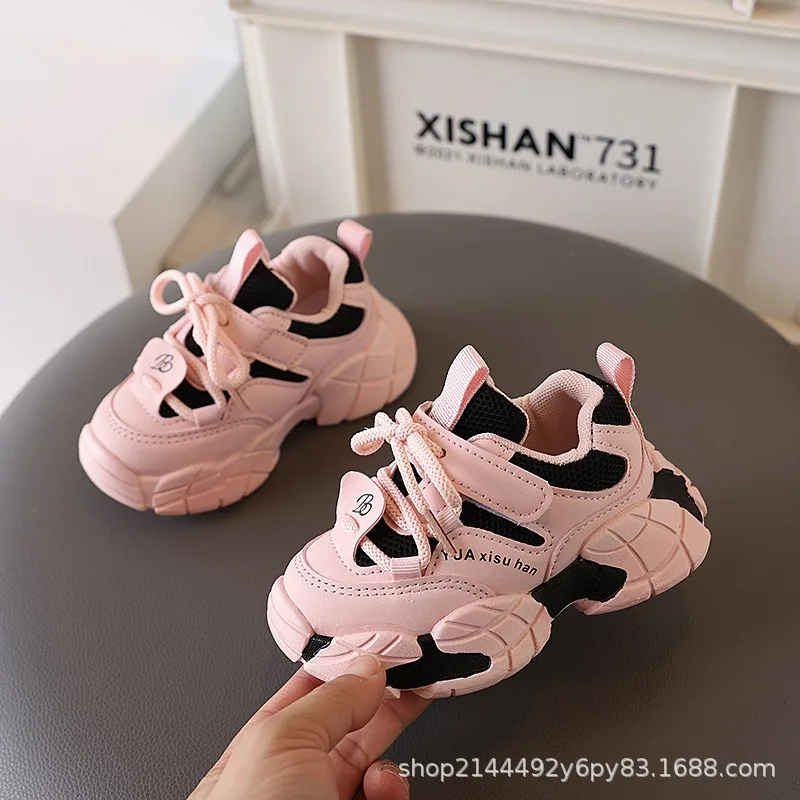 Autumn Boys Girls Vintage Soft-Soled Dad Shoes Children Lace-Up Non-Slip Breathable Campus Casual Shoes Kids Casual Running Shoe