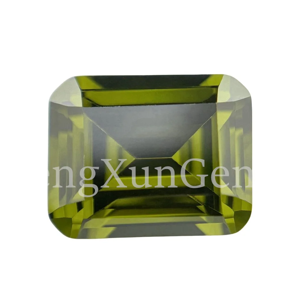 3x5~10X14mm Octagon Shape Emerald Cut Olive Green CZ Stone Loose Cubic Zircon Gems For Jewelry DIY Simple Luxury Woman’s Gift