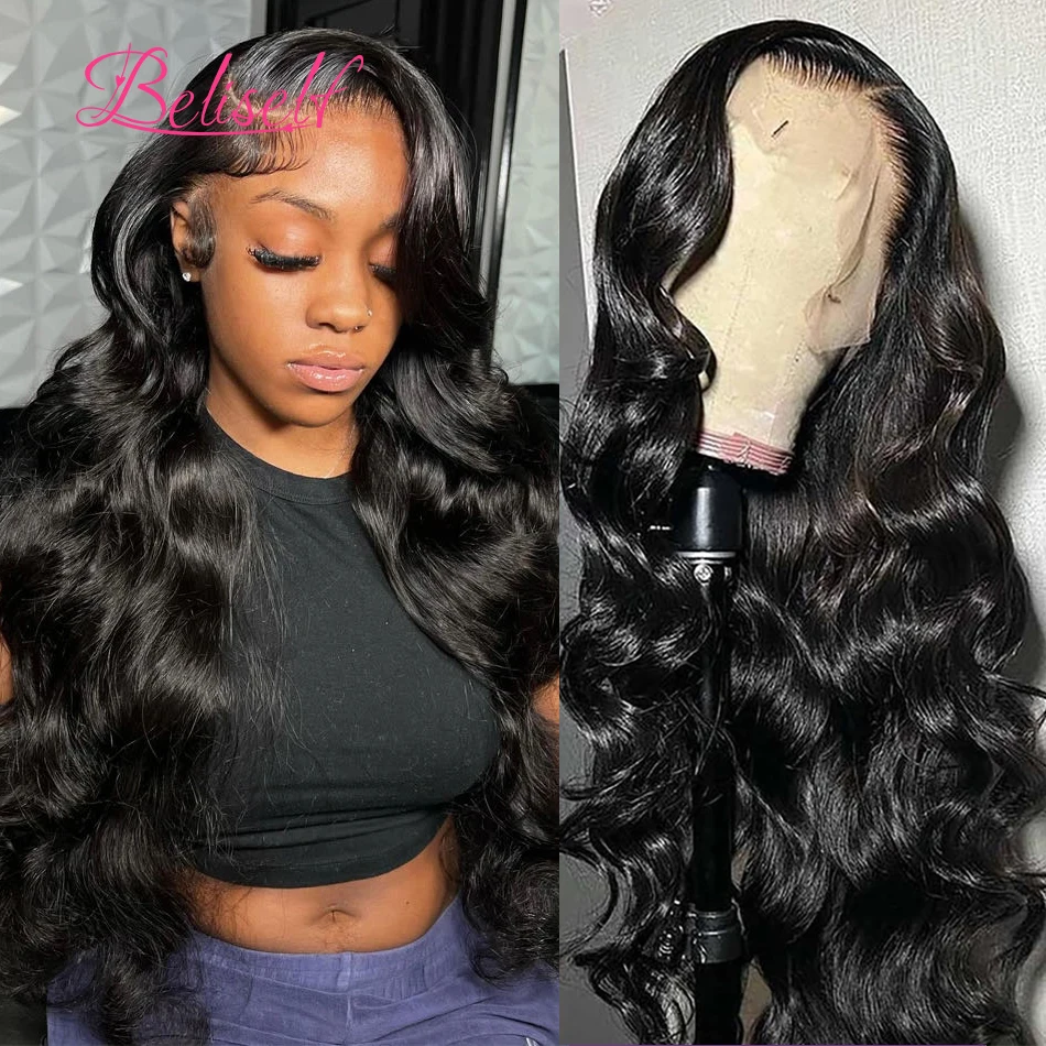 13x6 Full Lace Frontal Wig Body Wave Real 13x6 HD lace Wigs Raw Hair Wig 250 Density 34inch 13x4 Lace Frontal Wigs Beliself Hair