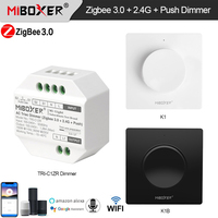 Miboxer ZigBee 3.0+2.4G RF Remote 110-240V AC Triac Dimmer Push Switch Dimmer Remote/ App/ Voice Control for Single Color Lights