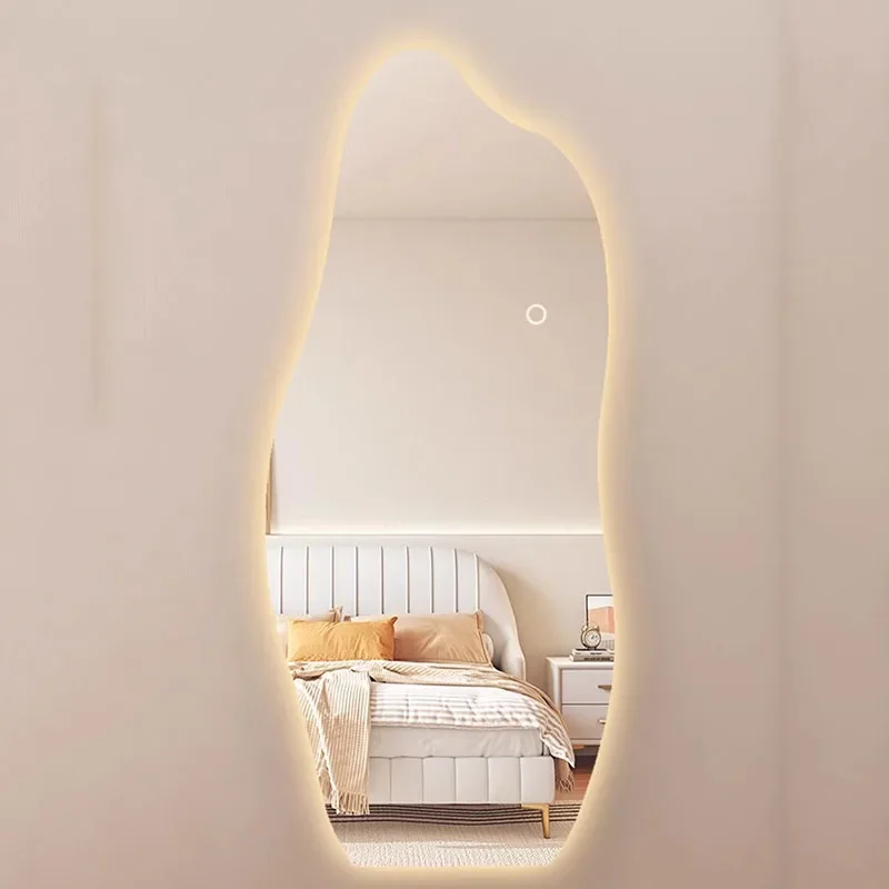 Makeup Led Light Mirror Irregular Women Men Full Luxury Body Mirror Shower Standing Espelho Grande Para Quarto Bedroom Decor