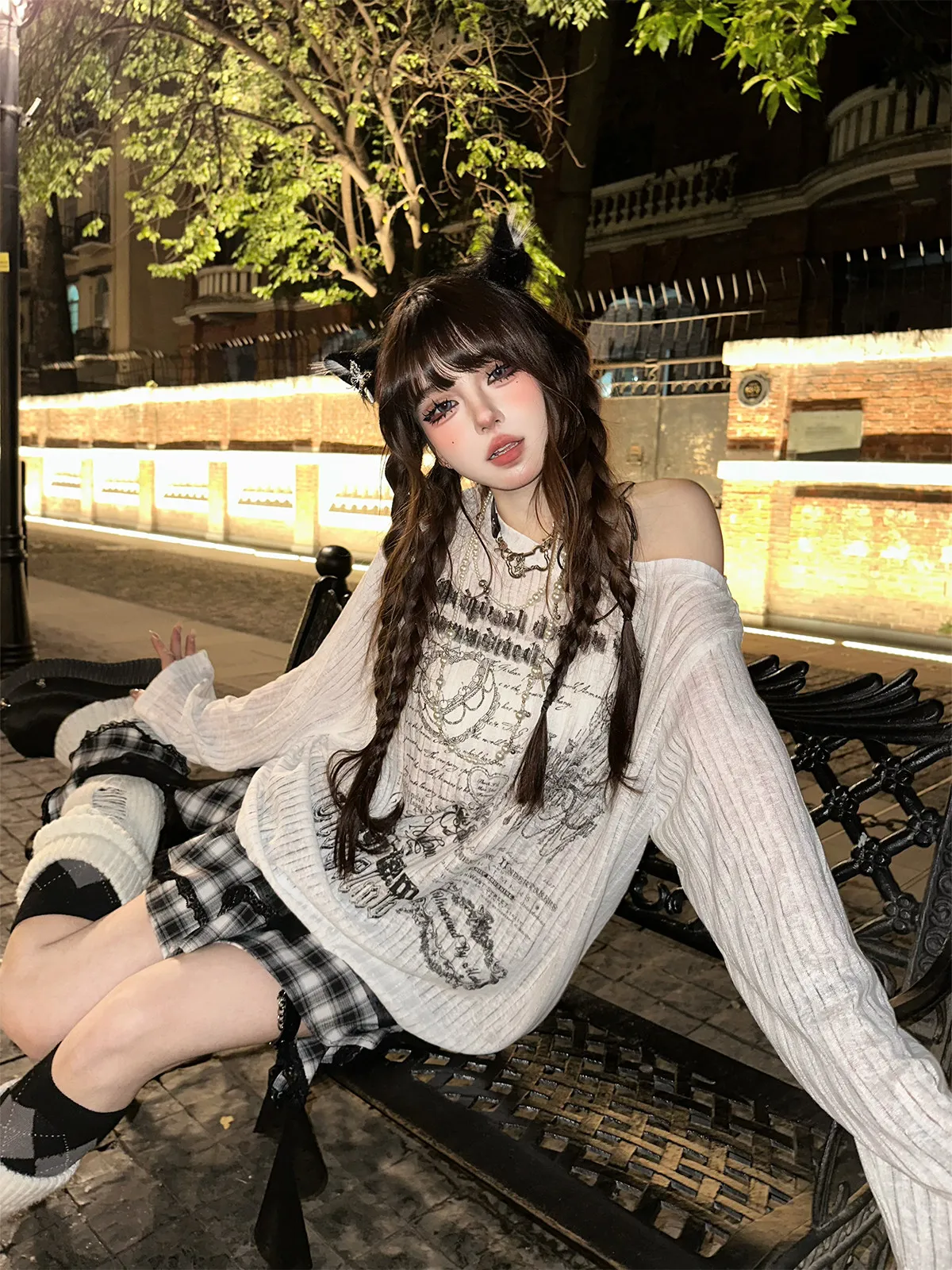 

High Quality Hot Selling Wholesale Summer New Sloping Shoulder Backless Printed Sexy See Through T-shirt Loose Top Women Y2K