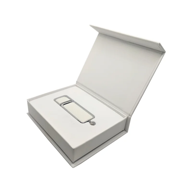 Бесплатный пользовательский цветной логотип металлический белый кожаный USB2.0 высокоскоростной Флэш-накопитель и белая коробка 4 ГБ 8 ГБ 16 ГБ 32 ГБ 64 ГБ 128 ГБ