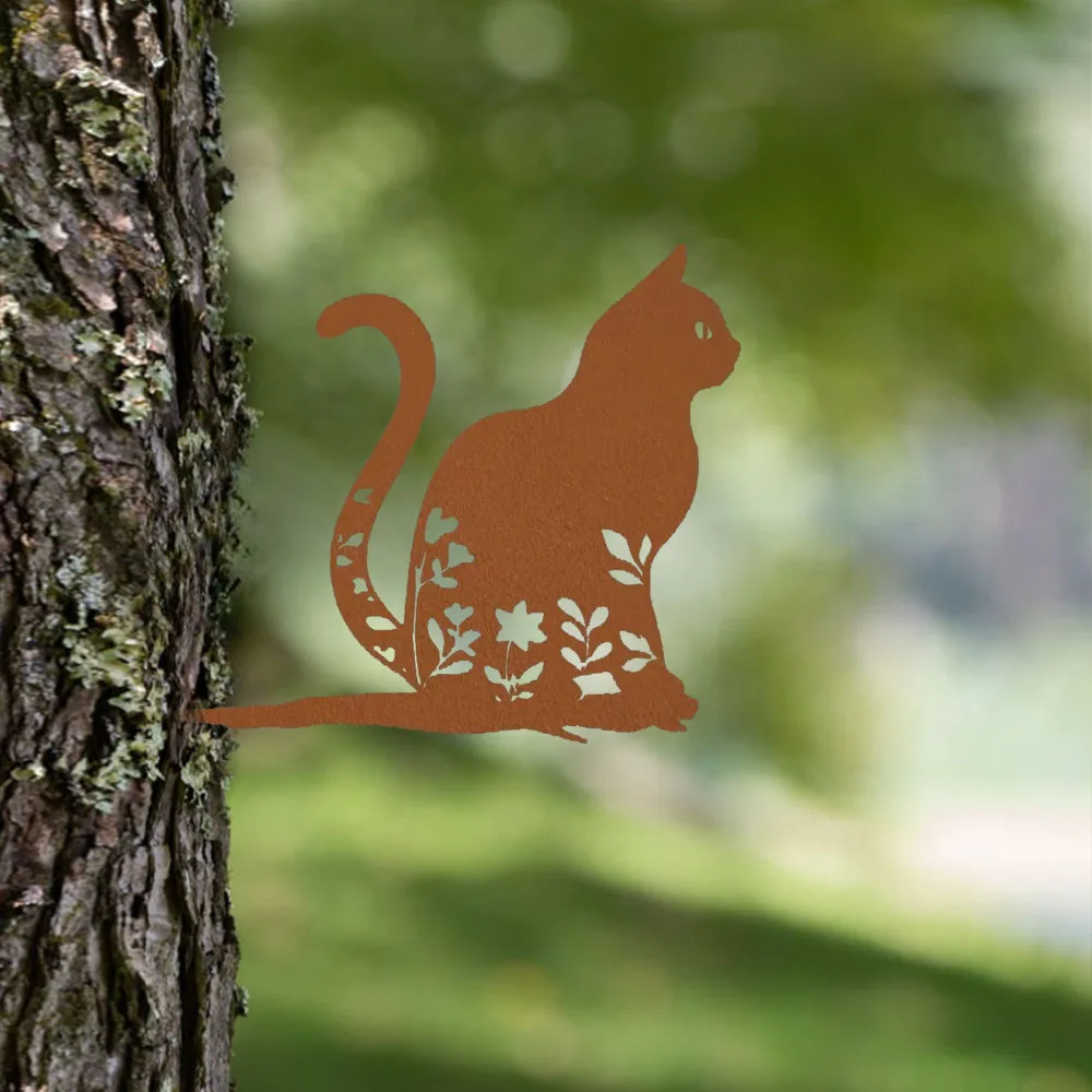 

Charming Metal Cat: Garden Stake Decor for All Seasons